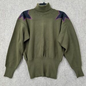 VTG Meister Star Cinched Waist Wool‎ Blend Turtleneck Ski Sweater MED